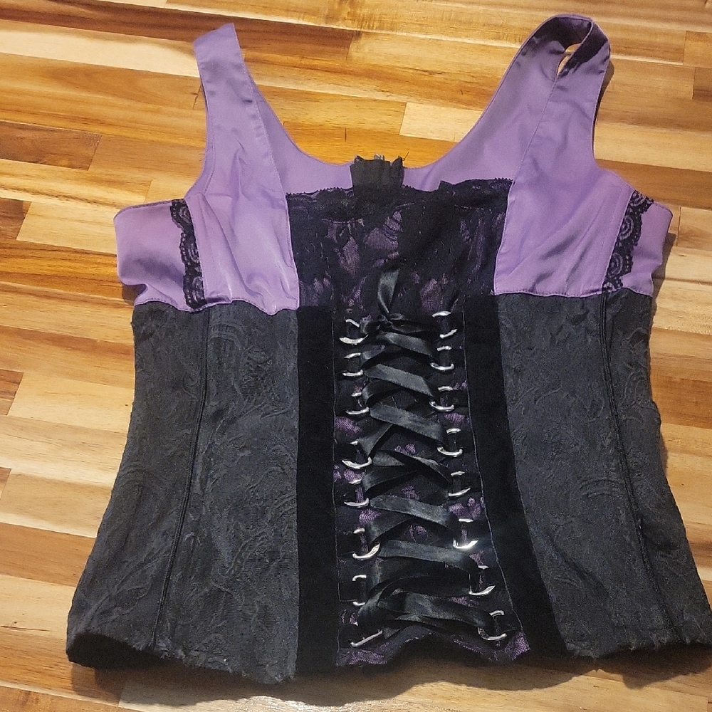 Tripp NYC Purple and Black Lace-Up Corset